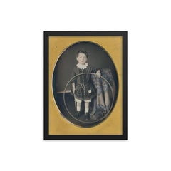 Boy with Hoop, 1857 framed print on a plain backdrop in size 12"x16".
