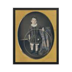 Boy with Hoop, 1857 framed print on a plain backdrop in size 16"x20".