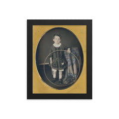 Boy with Hoop, 1857 framed print on a plain backdrop in size 8"x10".