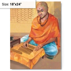 Brahmagupta metal print on a plain backdrop in size 18"x24".