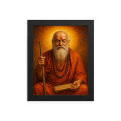 Brahmananda Saraswati framed print on a plain backdrop in size 8"x10".