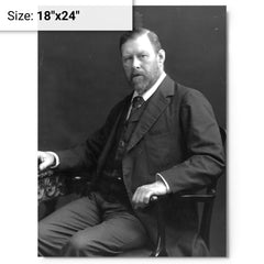 Bram Stoker metal print on a plain backdrop in size 18"x24".