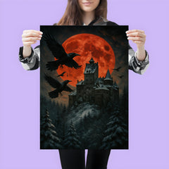 Bran Castle winter ravens and blood moon poster 3
