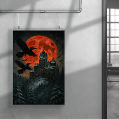 Bran Castle winter ravens and blood moon poster 4