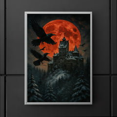 Bran Castle winter ravens and blood moon poster 5