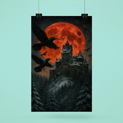 Bran Castle winter ravens and blood moon poster 6