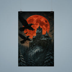 Bran Castle winter ravens and blood moon poster 9
