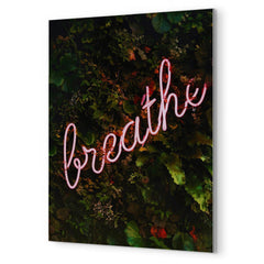 Breathe - Neon Sign metal print mockup