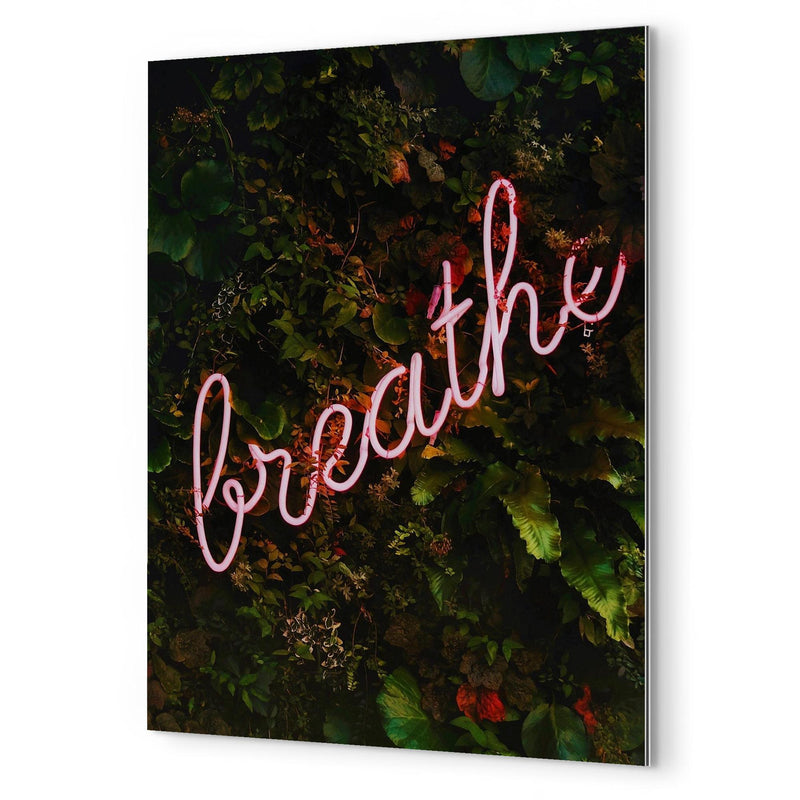 Breathe - Neon Sign metal print mockup
