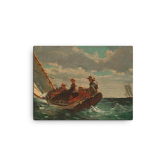 Breezing Up, or A Fair Wind by Winslow Homer canvas print on a plain backdrop in size 12"x16".