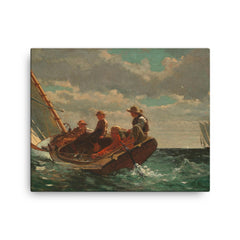 Breezing Up, or A Fair Wind by Winslow Homer canvas print on a plain backdrop in size 16"x20".