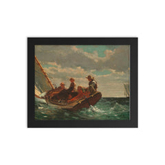 Breezing Up, or A Fair Wind by Winslow Homer framed print on a plain backdrop in size 8"x10".