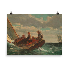 Breezing Up, or A Fair Wind by Winslow Homer poster on a plain backdrop in size 8"x10".
