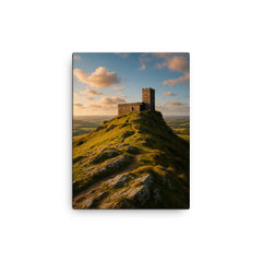 Brent Tor St Michael de Rupe England canvas print on a plain backdrop in size 12"x16".