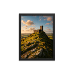 Brent Tor St Michael de Rupe England framed print on a plain backdrop in size 12"x16".