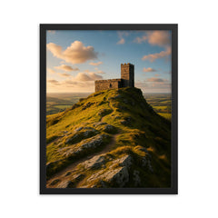 Brent Tor St Michael de Rupe England framed print on a plain backdrop in size 16"x20".