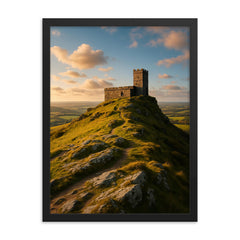 Brent Tor St Michael de Rupe England framed print on a plain backdrop in size 18"x24".