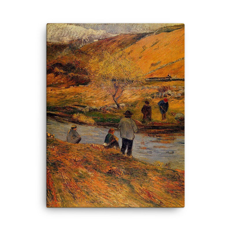 Breton Fishermen by Paul Gauguin, 1888 canvas print on a plain backdrop in size 18
