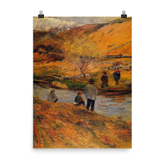 Breton Fishermen by Paul Gauguin, 1888 poster on a plain backdrop in size 8"x10".