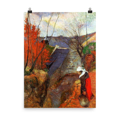 Breton Woman with a Pitcher by Paul Gauguin, 1888 poster on a plain backdrop in size 8"x10".