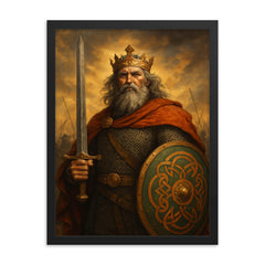 Brian Boru framed print on a plain backdrop in size 18"x24".
