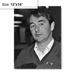 Brian Clough metal print on a plain backdrop in size 12"x16".