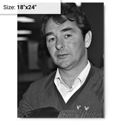 Brian Clough metal print on a plain backdrop in size 18"x24".