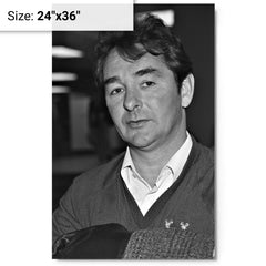 Brian Clough metal print on a plain backdrop in size 24"x36".