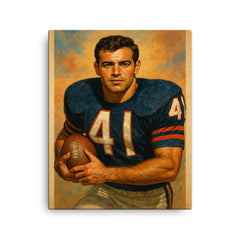 Brian Piccolo canvas print on a plain backdrop in size 16"x20".