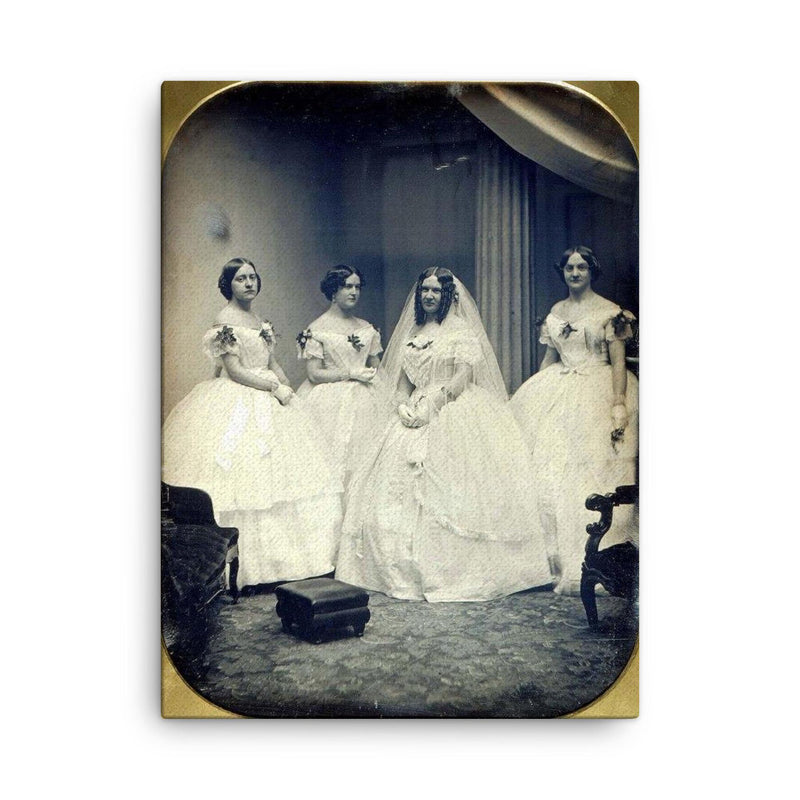 Bridal Party, 1851 canvas print on a plain backdrop in size 18