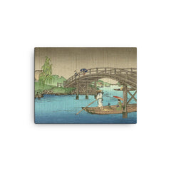 Bridge in Rainy Season by Koho Shoda canvas print on a plain backdrop in size 12"x16".
