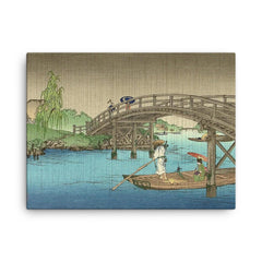 Bridge in Rainy Season by Koho Shoda canvas print on a plain backdrop in size 18"x24".