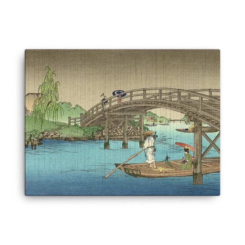 Bridge in Rainy Season by Koho Shoda canvas print on a plain backdrop in size 18