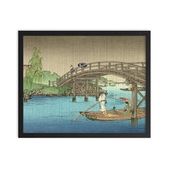 Bridge in Rainy Season by Koho Shoda framed print on a plain backdrop in size 16"x20".
