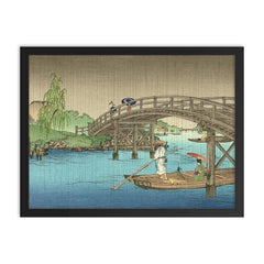 Bridge in Rainy Season by Koho Shoda framed print on a plain backdrop in size 18"x24".