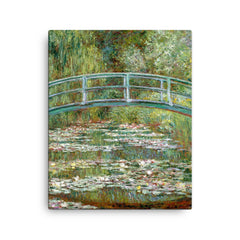 Bridge Over a Pond of Water Lilies by Claude Monet canvas print on a plain backdrop in size 16"x20".