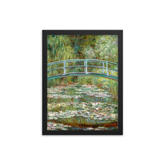 Bridge Over a Pond of Water Lilies by Claude Monet framed print on a plain backdrop in size 12"x16".