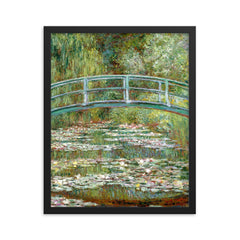 Bridge Over a Pond of Water Lilies by Claude Monet framed print on a plain backdrop in size 16"x20".