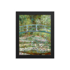 Bridge Over a Pond of Water Lilies by Claude Monet framed print on a plain backdrop in size 8"x10".