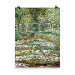 Bridge Over a Pond of Water Lilies by Claude Monet poster on a plain backdrop in size 8"x10".