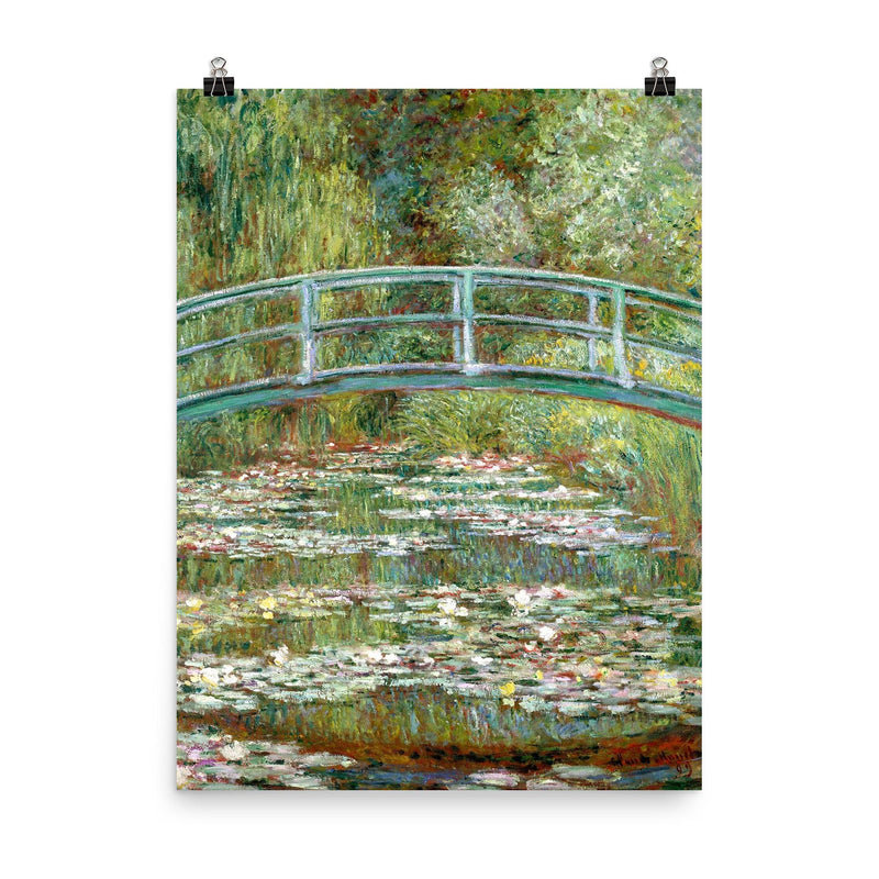 Bridge Over a Pond of Water Lilies by Claude Monet poster on a plain backdrop in size 8