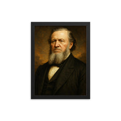 Brigham Young framed print on a plain backdrop in size 12"x16".