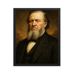 Brigham Young framed print on a plain backdrop in size 16"x20".