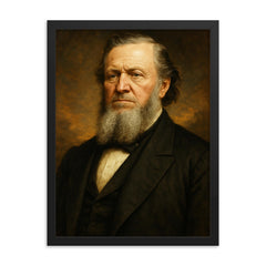 Brigham Young framed print on a plain backdrop in size 18"x24".