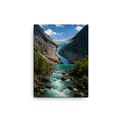 Briksdalsbreen Glacier Norway canvas print on a plain backdrop in size 12"x16".