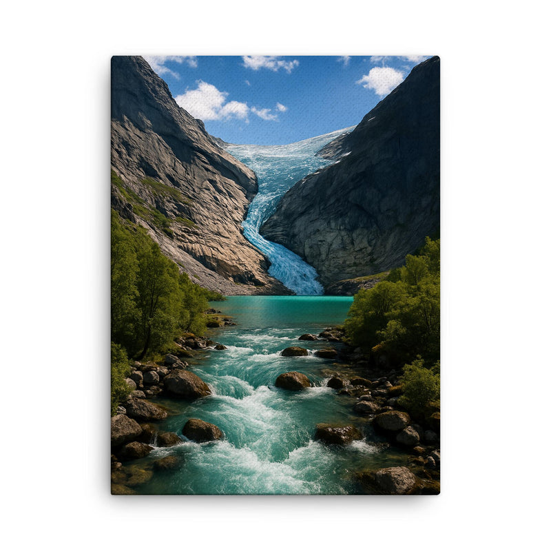 Briksdalsbreen Glacier Norway canvas print on a plain backdrop in size 18