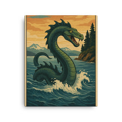 British Columbia Coast Canada Cadborosaurus canvas print on a plain backdrop in size 16"x20".