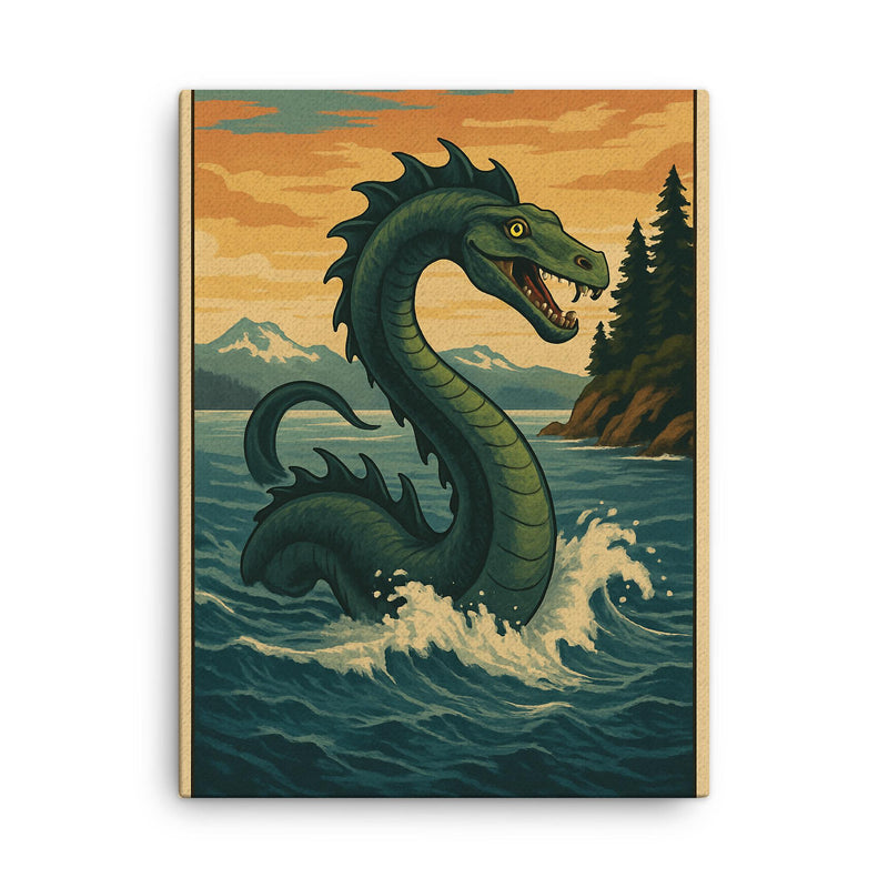 British Columbia Coast Canada Cadborosaurus canvas print on a plain backdrop in size 18