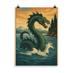British Columbia Coast Canada Cadborosaurus poster on a plain backdrop in size 8"x10".