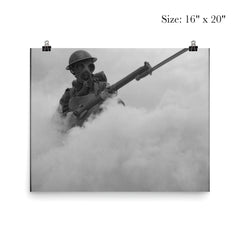 British Infantryman Advancing Through a Smokescreen During Training, 1941 poster 2